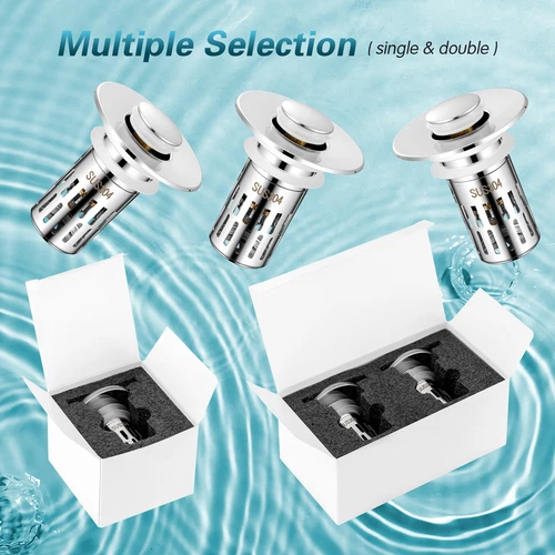 Universal Bathroom Sink Stopper Drain Strainer Pop Up Drain Stopper Stainless - Picture 11 of 20