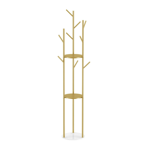 Tall Coat Rack Hat Clothes Stand Hanger Garment Hook Tree Metal Organizer Gold - Picture 9 of 12