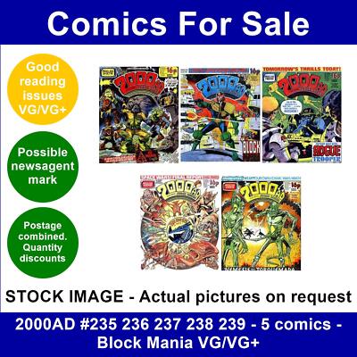 2000AD #235 236 237 238 239 - 5 comics - Block Mania VG/VG+