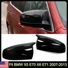 Gloss Black M Style Side Mirror Cover Cap Pair For BMW X5 E70 X6 E71 2007-2013