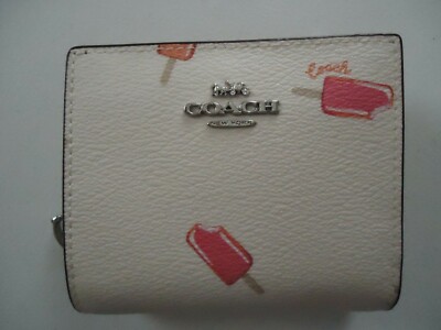 NWT Coach Popsicle Print Snap Wallet Chalk / Pink - C4529