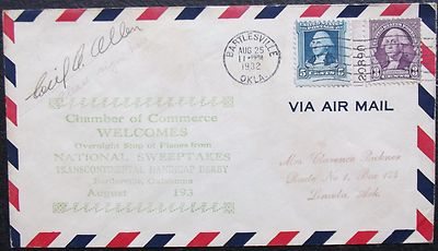 Cecil A. Allen Racing Pilot Killed in Gee Bee R-1 In 1935 Signed Cover ''Rare''