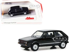 VOLKSWAGEN GOLF GTI BLACK W/SILVER STRIPES 1/64 DIECAST MODEL SCHUCO 452027700