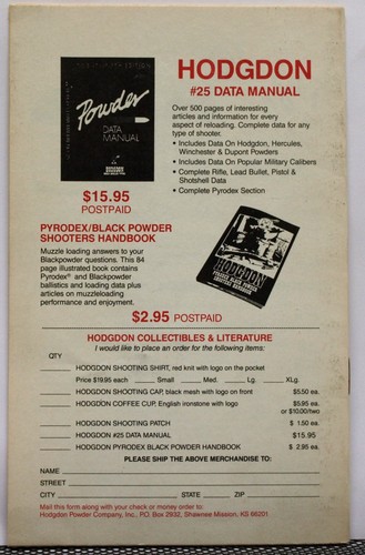 Vintage Hodgdon Basic Data Manual - 1987 Soft Cover - Imagen 2 de 2