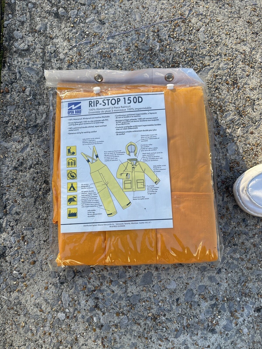 OPEN ROAD Rip Stop 150D waterproof 3 piece polyester rain suit