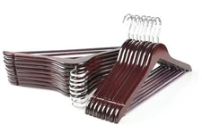 Wooden Hangers, Luxury Suit Hangers for Closet, Cherry Wood Hangers with Extr...