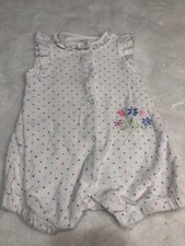 9 Months Little Me Sleeveless Romper. White With Multi Colored Polka Dots