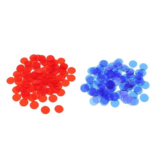 200pcs Plastic Bingo Chips Counters Tokens Playing Card Blue and Red ...
