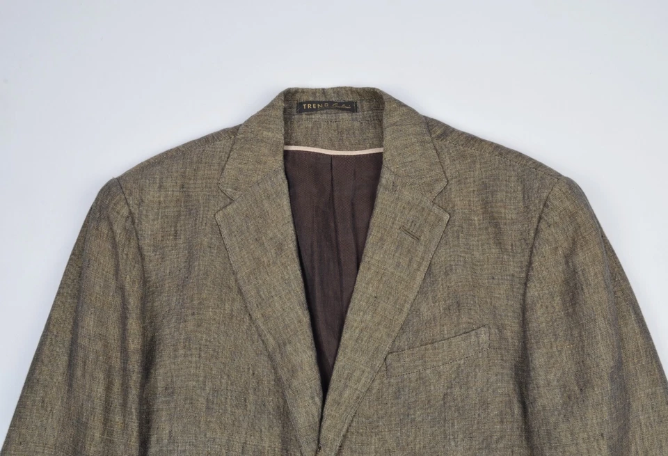 Men's CORNELIANI TREND Olive Hemp/Linen Blend Size EU 48 UK 38 8R Blazer Jacket Foto 2 de 4