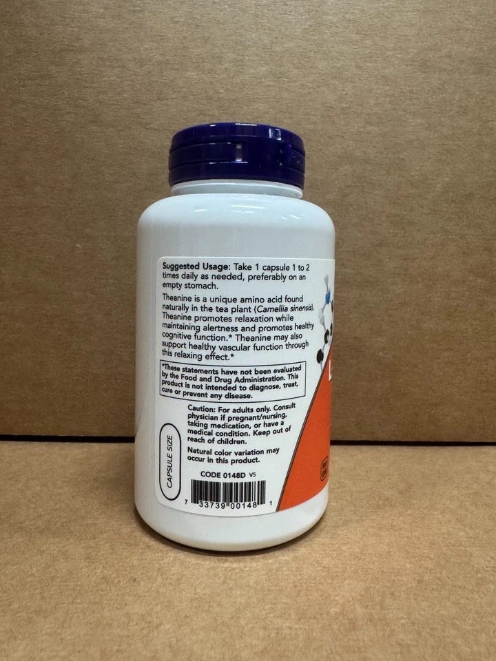 NOW FOODS L-Teanina Doble Fuerza 200 mg 120 Cápsulas Vegetales Envío Gratis Foto 3 de 4