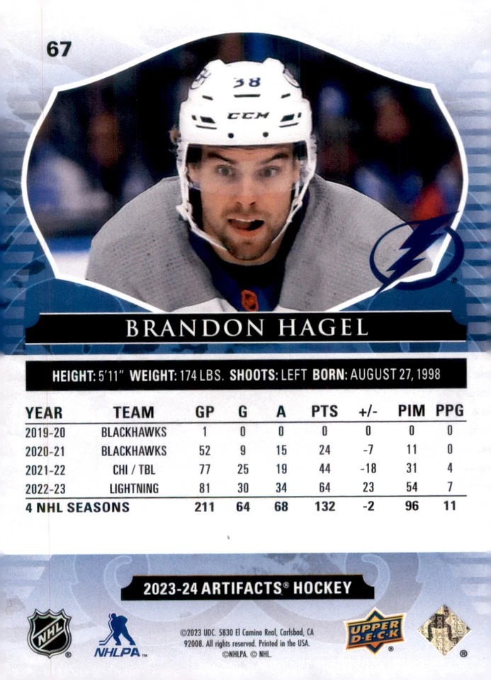 2023-24 Upper Deck Artifacts #67 Brandon Hagel - Image 2 of 2