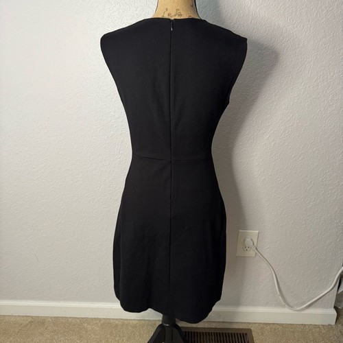 Everlane Sleeveless V-Neck Flare Dress Size 4 Ponte Knee Length Black Stretch - Picture 10 of 11