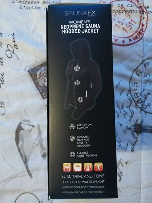 Veste Sauna Femme - Néoprène à Capuche - Noir - Taille Grand/2XL - Neuf Sans Emballage