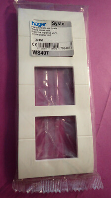 Lot De 2 Plaques Triple HAGER Systo - Enjoliveur Vertical, Entraxe 57 Mm - Neuf