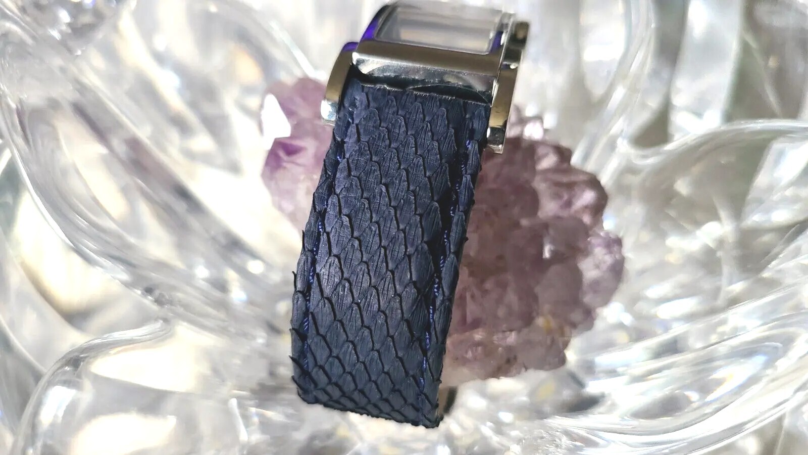 Croton Silver-Tone Blue Python Leather Quartz Wom… - image 8