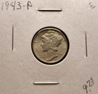 1943-P Mercury Dime 90% Silver Free Shipping