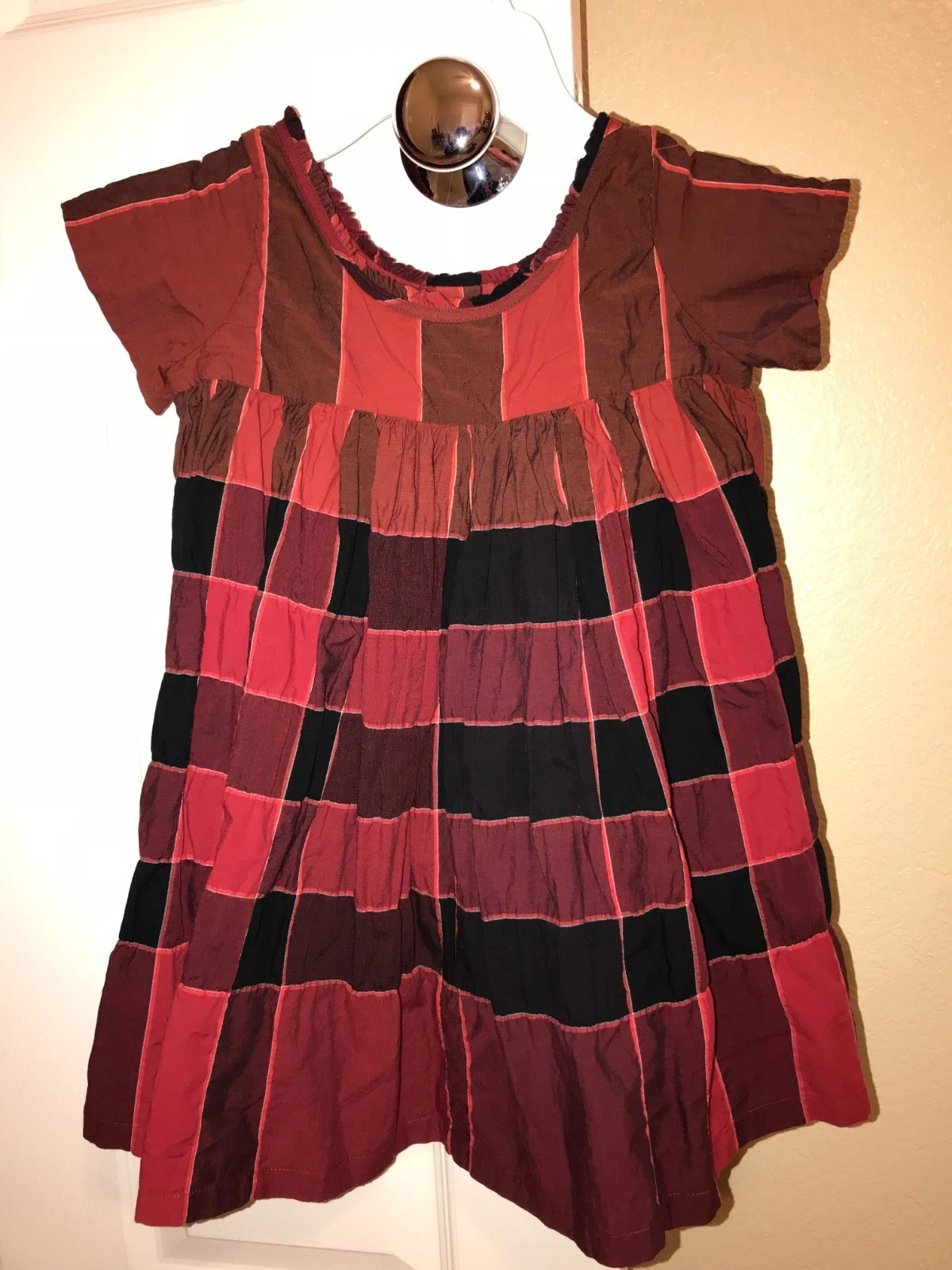 Nuovo con etichetta originale Abito Burberry bambina bordeaux multi quadri taglia 4 anni 105 cm