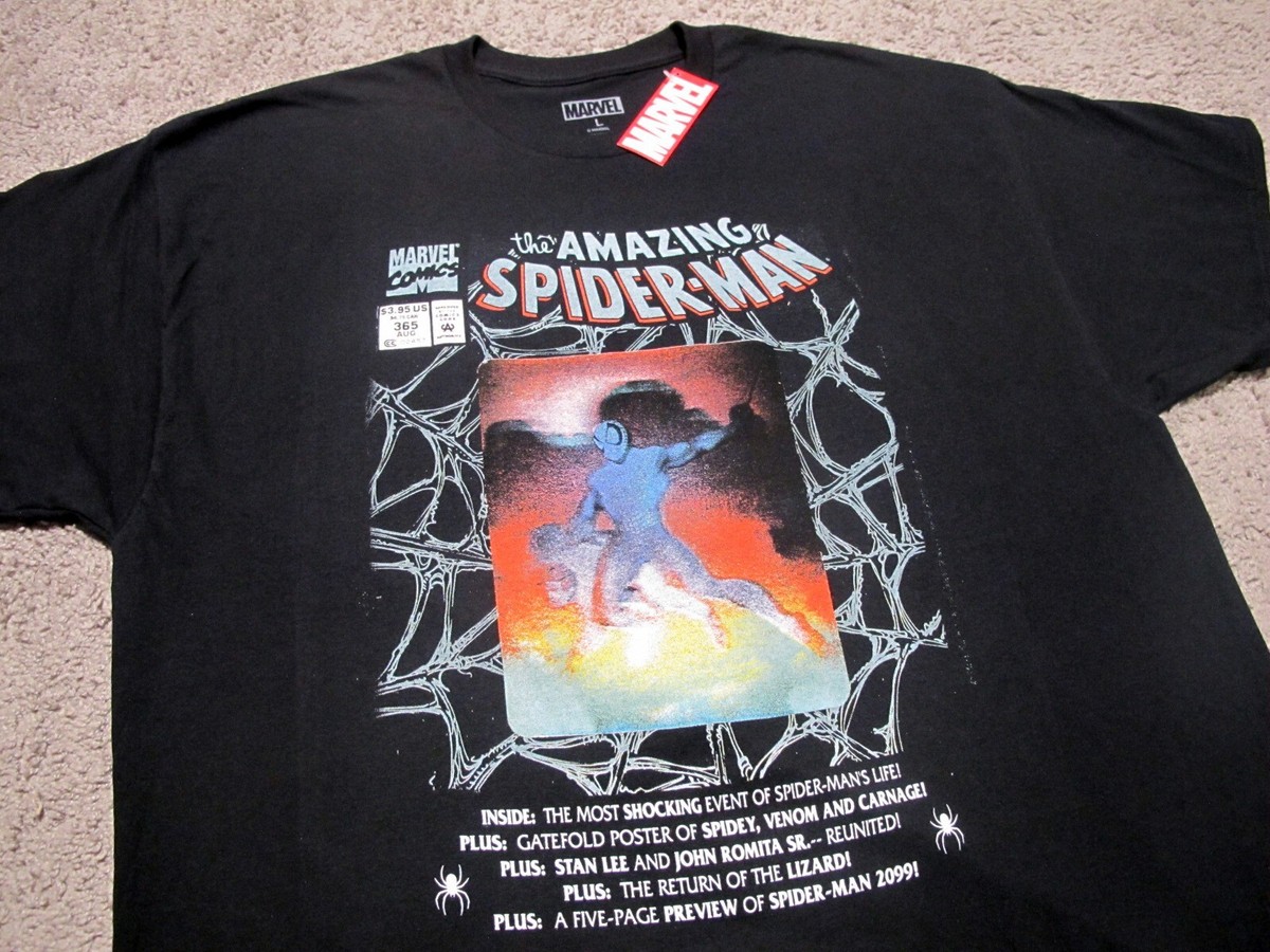 Amazing Spider-Man hologram black t-shirt sz L spiderman marvel 