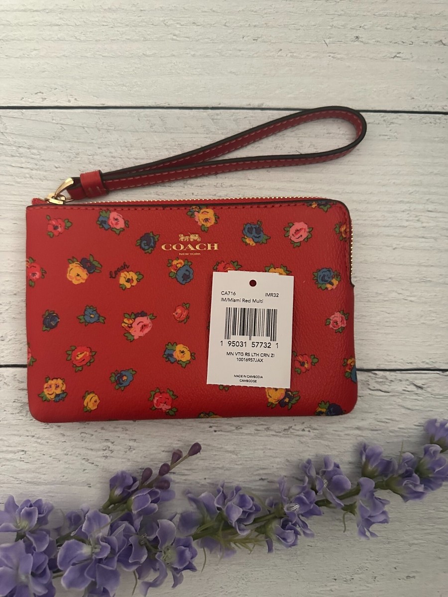 NWT Coach Corner Zip Wristlet Floral multi | eBay