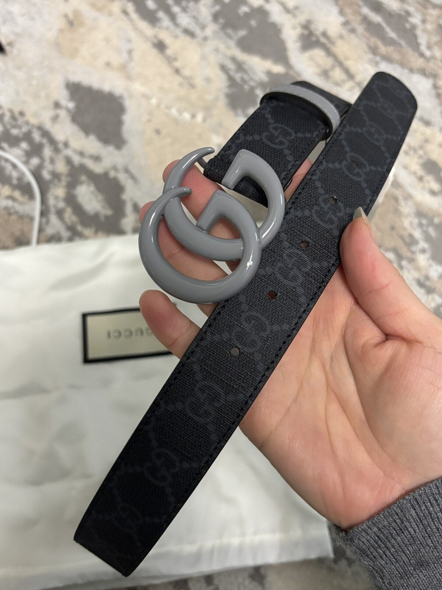 NWT Gucci Interlocking Grey G Black Leather Unisex Belt NWT Gucci Interlocking Grey G Black Leather Unisex Belt