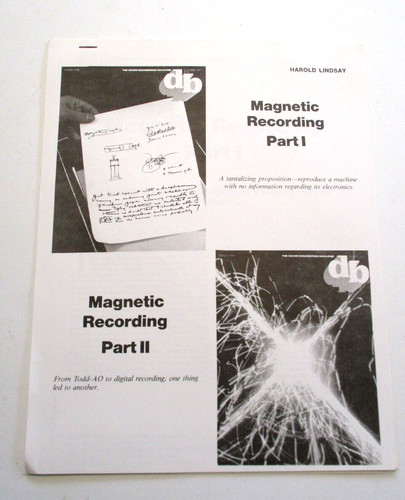 Harold Lindsay Magnetic Recording Part I&II Reprint Sound Recording Magazine 77