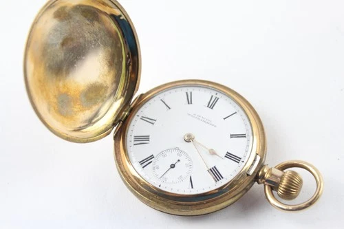 Antique Waltham Rolled Gold Full Hunter Cased Pocket Watch Hand Wind WORKING