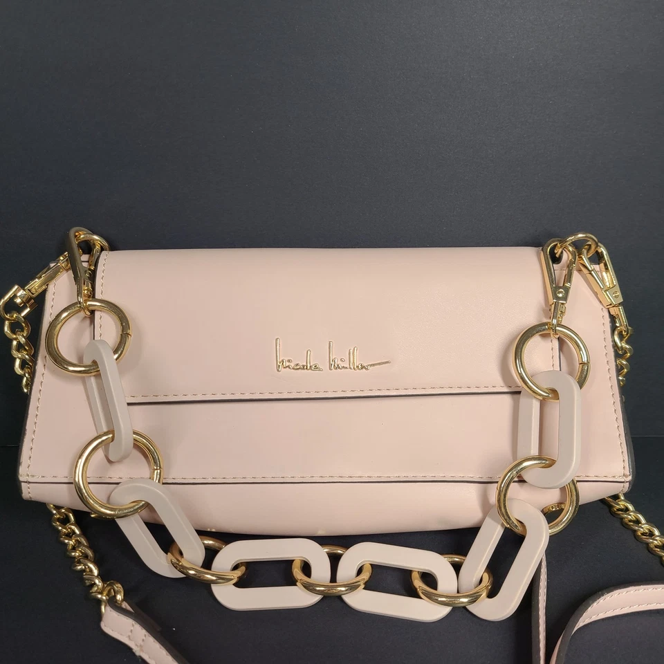 Nicole Miller Baguette Long Shoulder Bag Crossbody Strap Purse Flap Closure Pink - Image 2 of 4