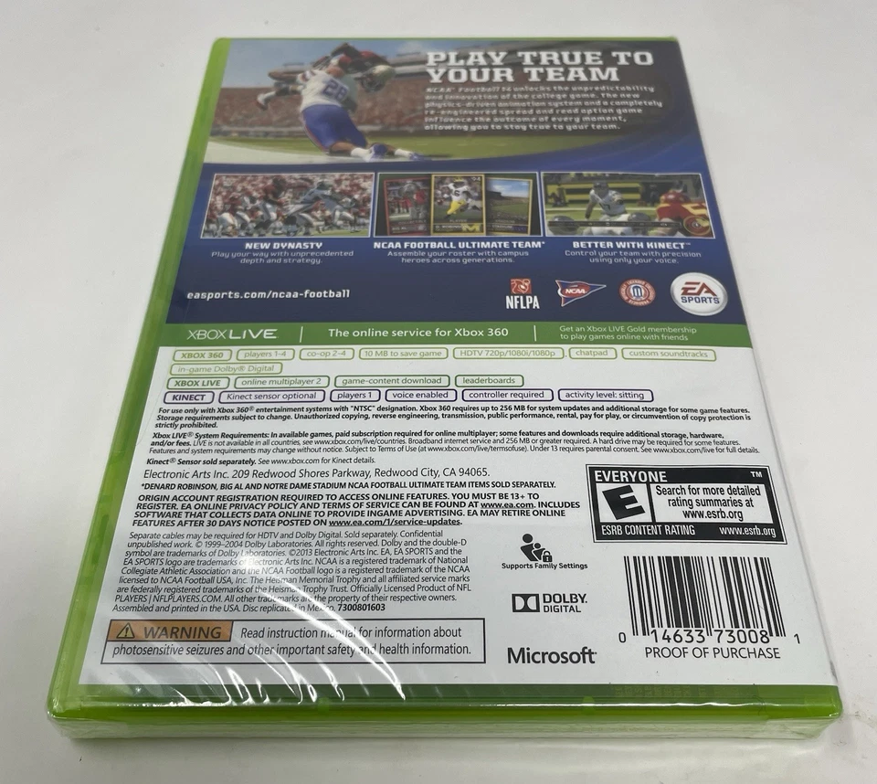 NCAA Football 14 (Microsoft Xbox 360, 2013) BRAND NEW FACTORY SEALED! - Image 2 of 4