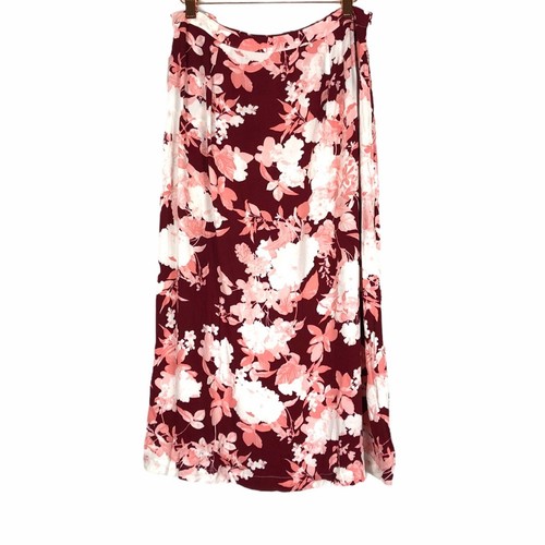 CHELSEA28 Floral Print Midi Skirt Red Pink M Chic - Picture 5 of 6