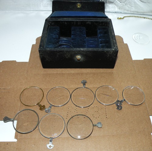 1940’s UNIVIS VISION EFFICIENCY TRIFOCAL TRAIL SET 6 PR LENSES W/CASE BOX ZB6 AO