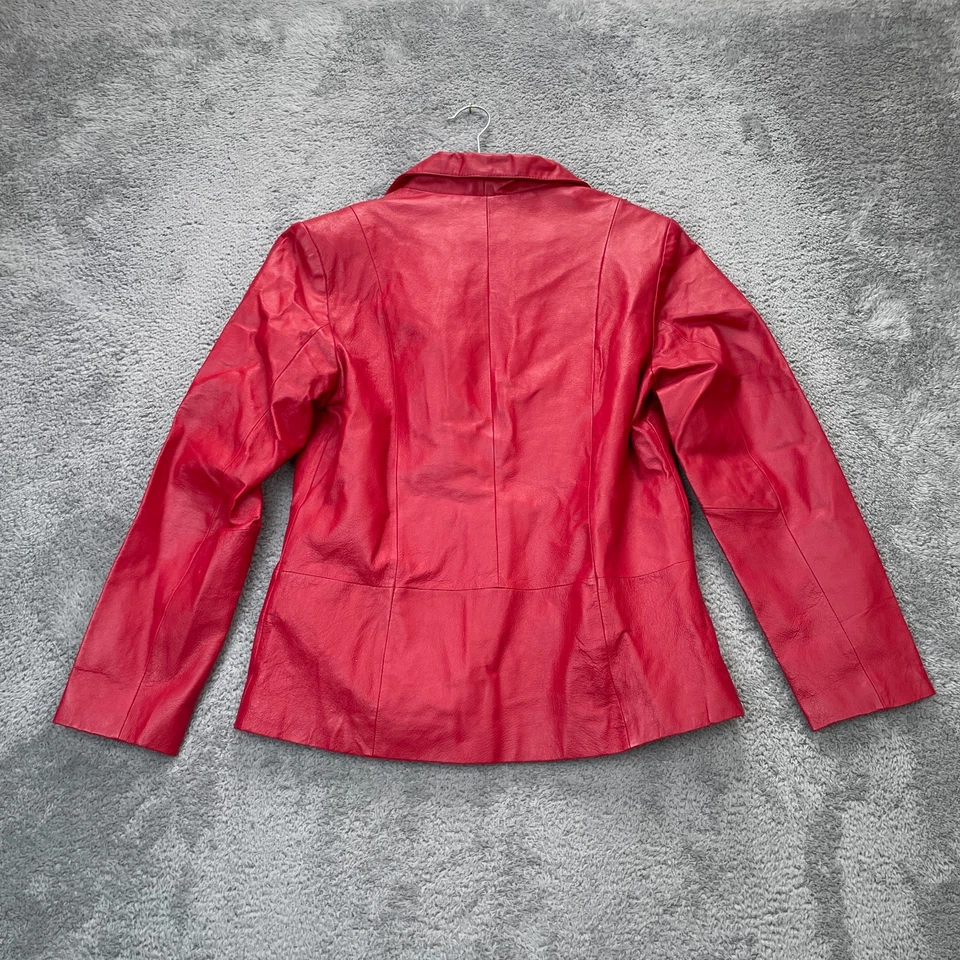 Chaqueta Blazer Abrigo Muesca Solapa De Colección Chadwicks Para Mujer 10 Petite Cuero Rojo Foto 2 de 4