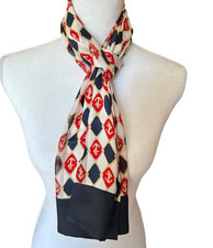Vintage Scarf Anchors Nautical Red Navy Blue Diamonds Rectangular 60" Long