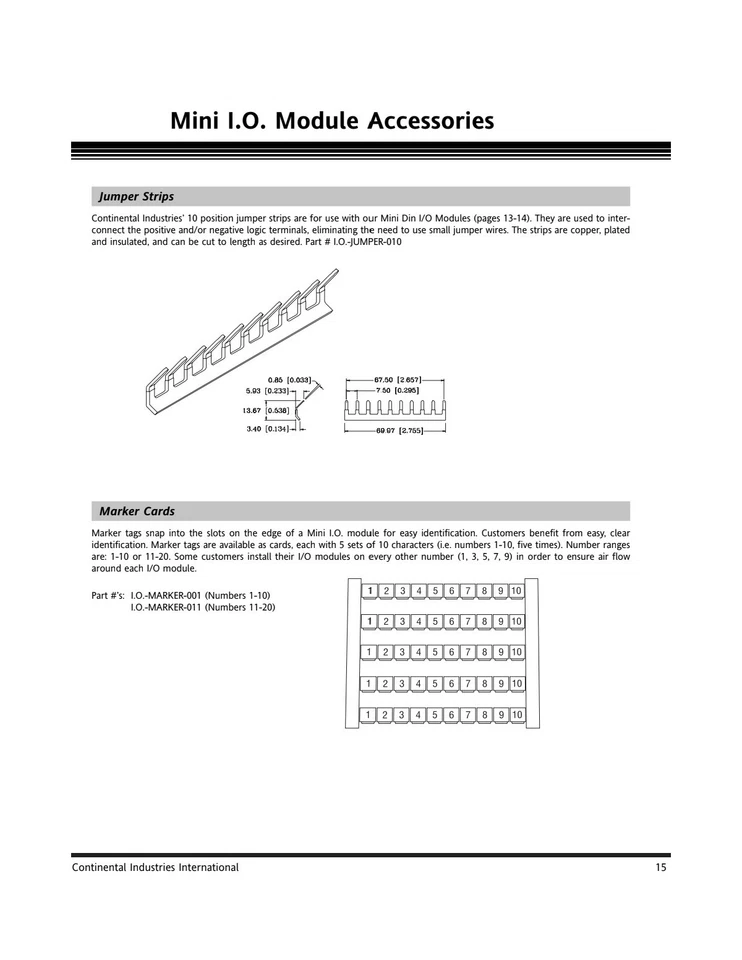 JUMPER STRIP FOR MINI I.O MODULES, CONTINENTAL INDUSTRIES I.O.-JUMPER-010 - NEW - Image 3 of 3