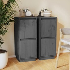 WALPLUS Sideboards Set of 2 Grey 31.5x34x75 cm Solid Pine Storage Units