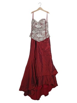 SCALA Abendkleid Maxikleid Rot Florales Muster Spitze Gr. 36 S