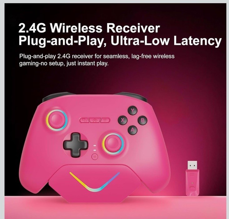 Playnex PN-1133 Wireless Game Controller Pink – 3-Mode PC/Switch Playnex PN-1133 Wireless Game Controller Pink – 3-Mode PC/Switch