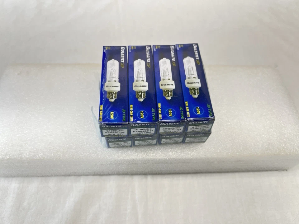 💡New 8 Bulbrite 120V bulb 100W-120v Clear MINI CAN E-11 JD TYPE Q100CL/MC - Image 3 of 3