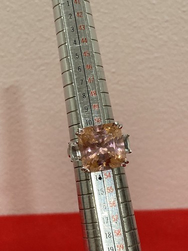 CWE Thailand 925 Signed Sterling Silver Large Pink Cubic Zirconia Ring SIZE 6 - Picture 14 of 15