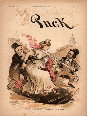 1892 Puck  March 2 Bland's Silver bill will kill Democracy Original cover only