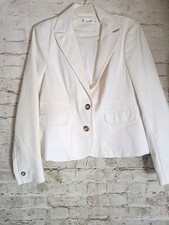 7th Avenue Blazer 8 In Bright White Two Button Stretchy Casual Work Wear Cotton