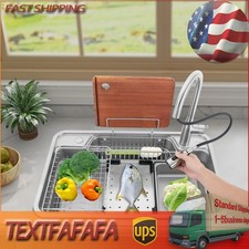 Kitchen Laundry Sink Set w/ 360  Rotation Faucet Large Capacity Stainless Steel