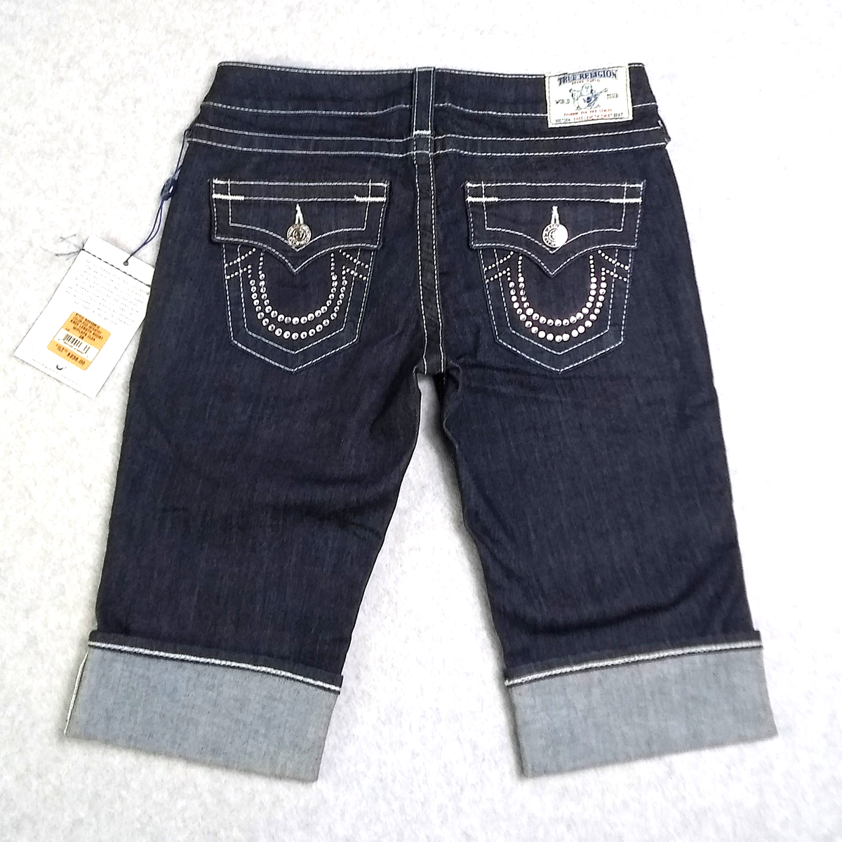 True Religion Women's Shorts Sz 28 Rolled Cuff Knee Length Denim
