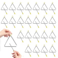 24 Pcs 6 Inch Steel Triangle Instrument with Striker Hand Percussion Triangle...