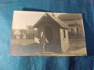 1909 RAILROAD FLAGMAN SHANTY in DEKALB Illinois REAL PHOTO POSTCARD