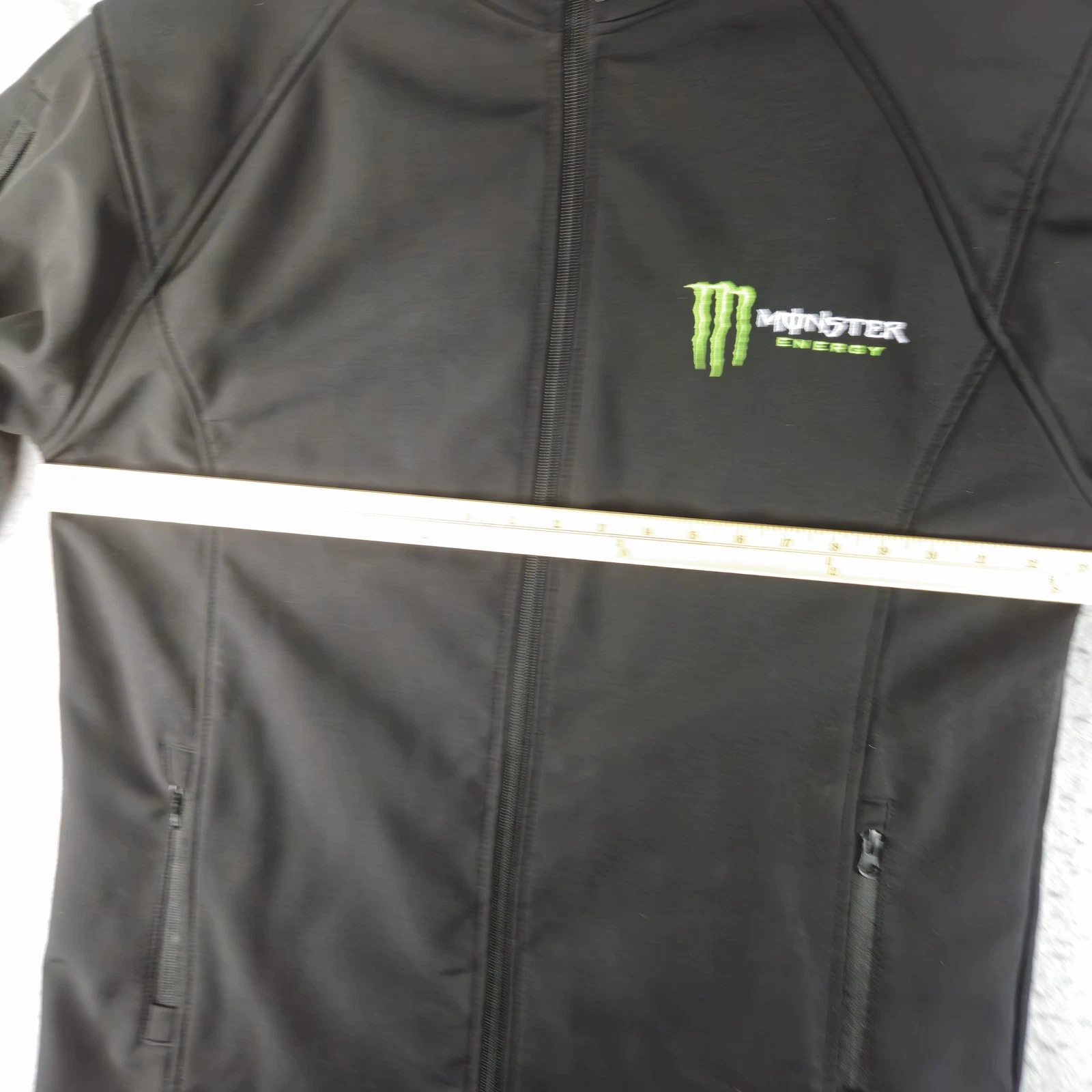 Monster Energy Jacket Mens Large Black Softshell Full Zip Embroidered Logo - product detail image 7