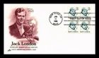 US COVER JACK LONDON NOVELIST GREAT AMERICANS FDC BLOCK ARTCRAFT