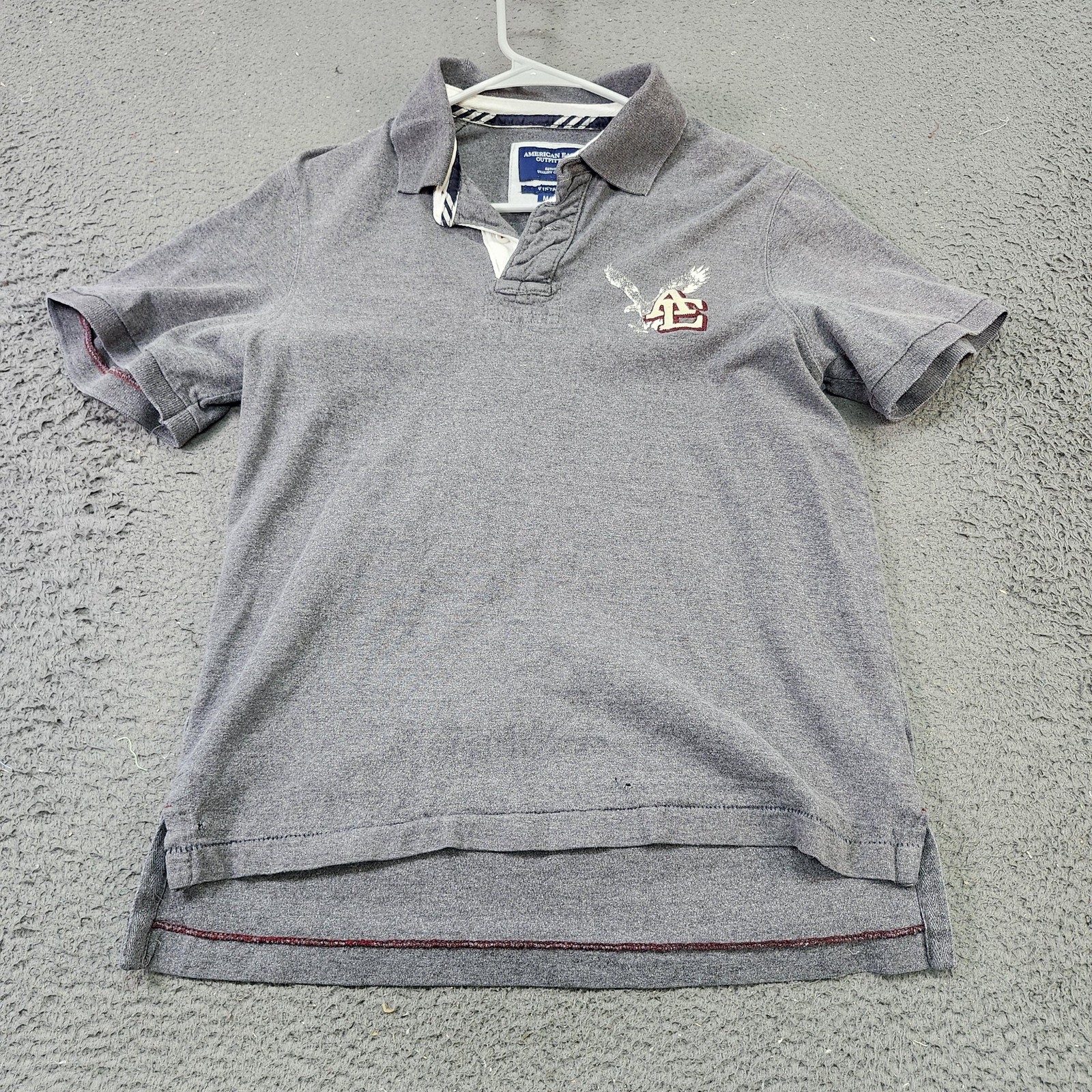 American Eagle Outfitters Polo Shirt Mens Medium Gray Vintage Fit AE Logo