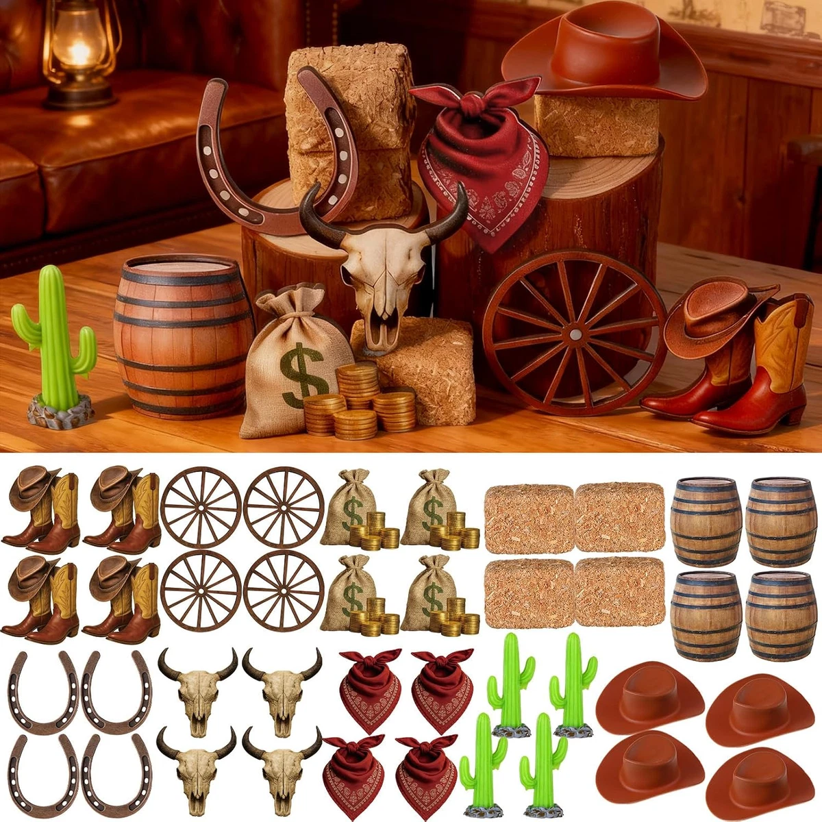 Set De 8 Figuras De Vaquero, Caballo E Indio – Miniaturas De Plástico Para Decoración De Fiestas Y Coleccionistas – Juguetes Educativos Del Oeste