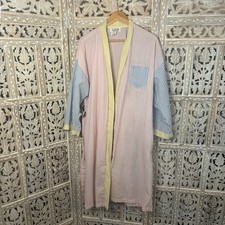 VTG Styles by Saybury Pastel Seersucker Retro Lounge Granny Preppy House Robe-L
