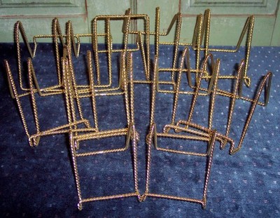 15Pcs Gold Plate Display Stand Easel Dish Holder Metal Beaded Wire 4'' Tall